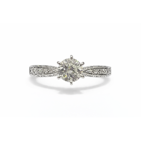 475577 18K WHITE GOLD ROUND .73TCW J VS2 DIAMOND PAVE SET SETTING ENGAGEMENT RING