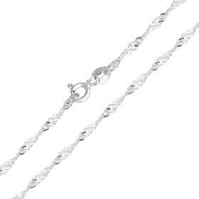 50494 14 WHITE GOLD 18’’ THIN TWISTED SINGAPORE CHAIN