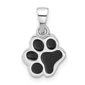 80231 STERLING SILVER BLACK ENAMEL DOG PAW PENDANT