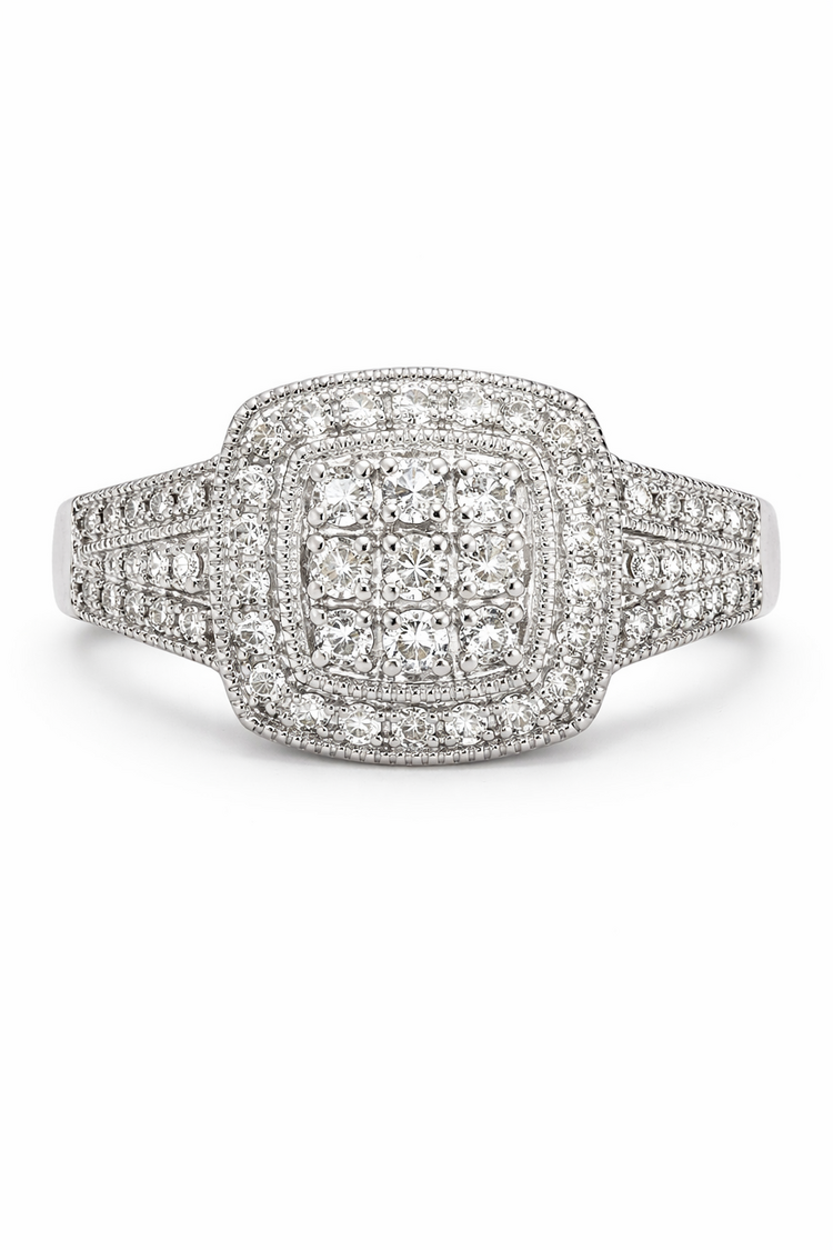 40475 14K WHITE GOLD .72CTW DIAMOND 3.20CT STAR SAPPHIRE OVAL FLOWER LADIES RING