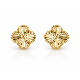 31107 14K YELLOW GOLD 13MM STARBURST CLOVER STUDS