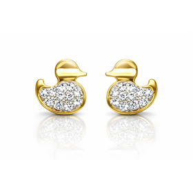 31637 14K YELLOW GOLD CUBIC ZIRCONIA DUCK STUDS