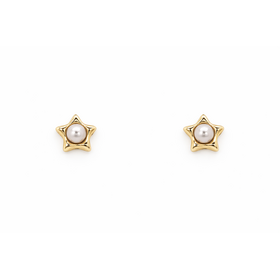 31586 14K YELLOW GOLD PEARL STAR SCREW BACK STUDS