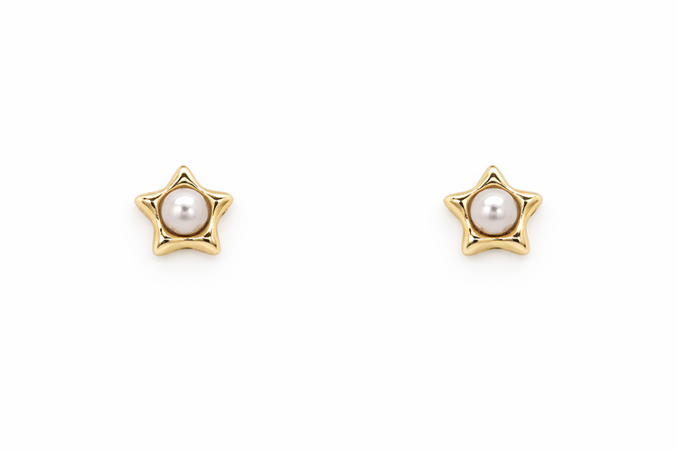 31586 14K YELLOW GOLD PEARL STAR SCREW BACK STUDS