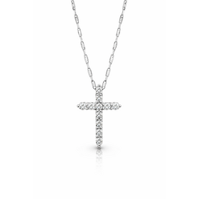 70658 14K WHITE GOLD .30CTW DIAMOND SMALL SLIDE CROSS PENDANT NECKLACE