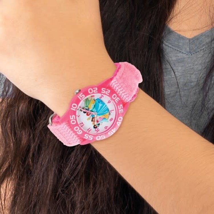 XWA5768 Disney Kids Princess Acrylic Pink Strap Time Teacher Watch