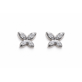 30323 14K WHITE GOLD .04TCW DIAMOND BUTTERFLY STUDS PUSH BACK