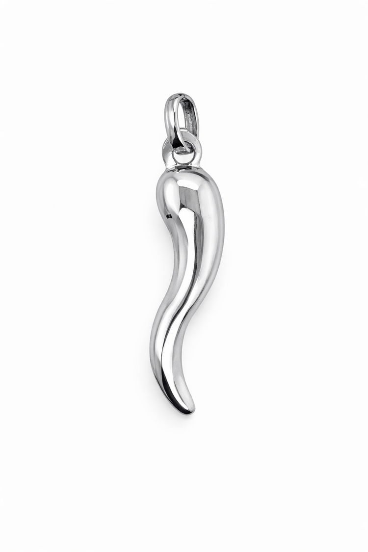 78262 14K WHITE GOLD 1" ITALIAN HORN CHARM
