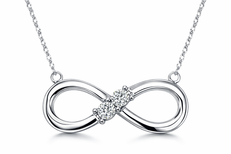 70601 10K WHITE GOLD DIAMOND MIRACLE SET CENTER INFINITY NECKLACE