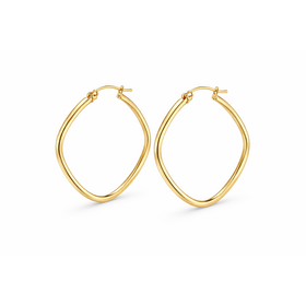 31132 14K YELLOW GOLD HIGH POLISH SQUARE HOOPS 1.5’’