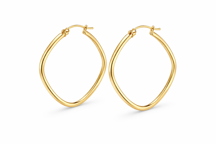 31132 14K YELLOW GOLD HIGH POLISH SQUARE HOOPS 1.5’’