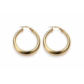 30641 14K YELLOW GOLD 1.5" FLAT HIGH POLISH HOOPS
