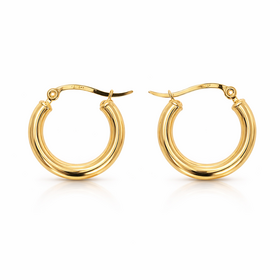 31557 14K YELLOW GOLD HIGH POLISHED .75" TUBED HOOPS