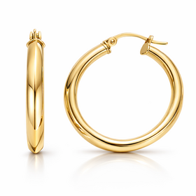 31643 14K YELLOW GOLD 1'' 4MM TUBE HOOPS