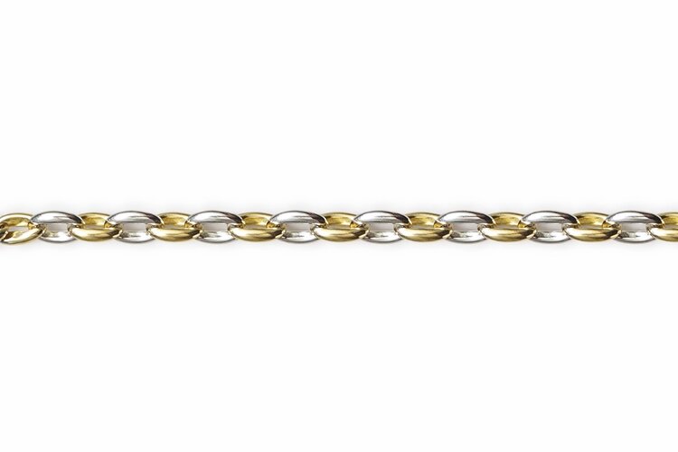 50498 18K TWO TONE CABLE  LINK CHAIN 18''