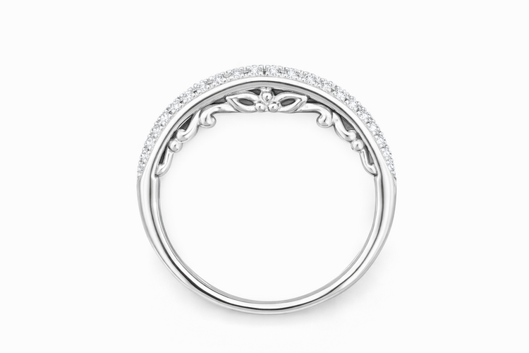 475470 14K WHITE GOLD .30TCW  UNDER GALLERY PAVE DIAMOND BAND