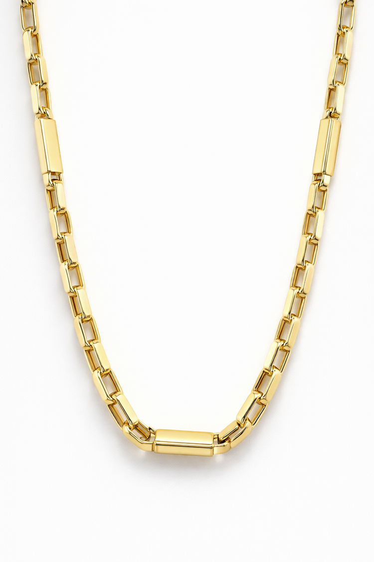 50267 14K YELLOW GOLD 24'' FANCY MECHANIC LINK CHAIN 4.8''