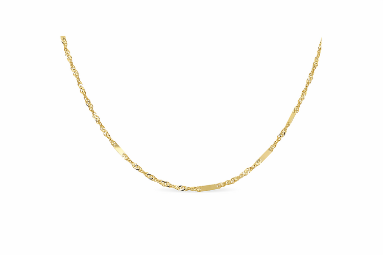 50306 14K YELLOW GOLD 20" SINGAPORE LINK WITH HIGH POLISH BAR CHAIN