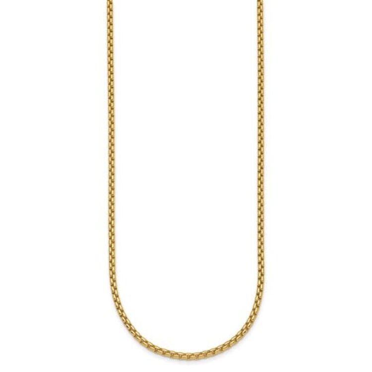 51081 14K YELLOW GOLD 16"  ROUNDED BOX LINK CHAIN 1.6MM