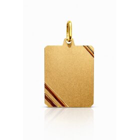 78154 14K YELLOW GOLD RECTANGULAR CORNER STRIPES CHARM 1 INCH