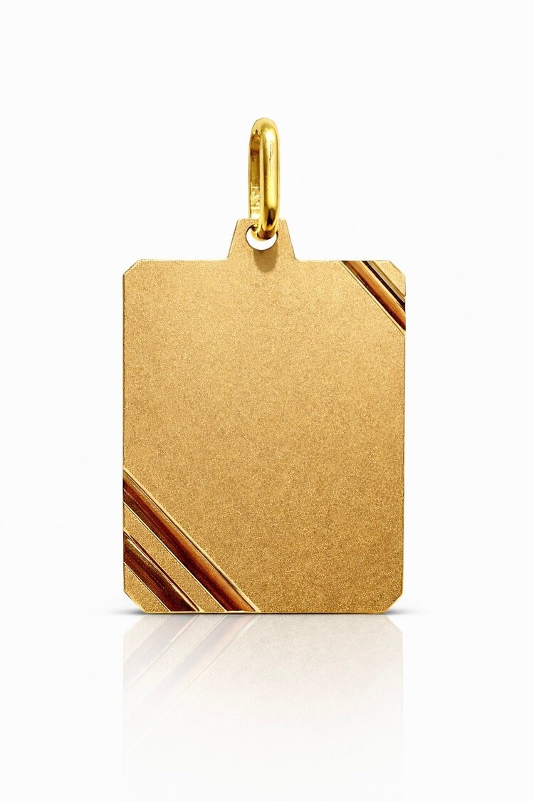 78154 14K YELLOW GOLD RECTANGULAR CORNER STRIPES CHARM 1 INCH