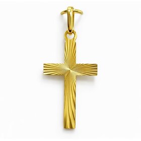 77414 14K 1'' YELLOW GOLD SUNBURST DESIGN CROSS