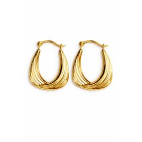31683 14K YELLOW GOLD SQUARE  LINED PETITE HOOPS