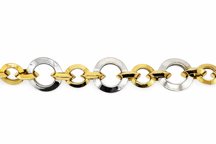 20082 14K TWO TONE OPEN CIRCLE LINK BRACELET