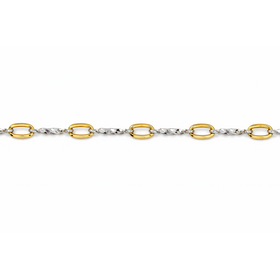 20352 14K TWO TONE TWISTED BAR OPEN OVAL OPEN LINK BRACELET 7"