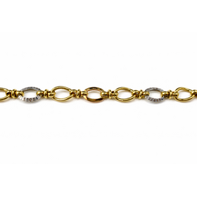 20422 14K TRI COLOR OPEN ROUND SEMI HOLLOW LINK BRACELET