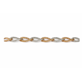 20480 14K 2 TONE OPEN MARQUIS TEXTURED LINK BRACELET