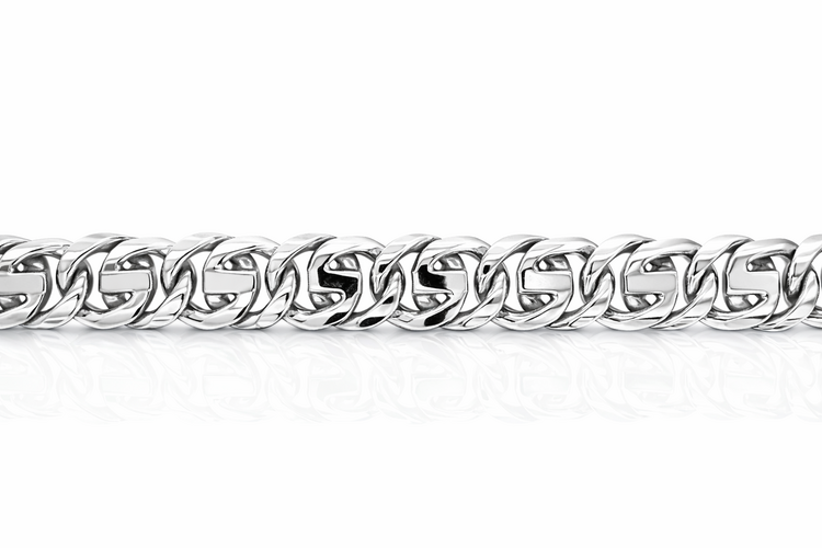 25030 14K WHITE GOLD FANCY LINK MENS 8'' BRACELET 7.8MM