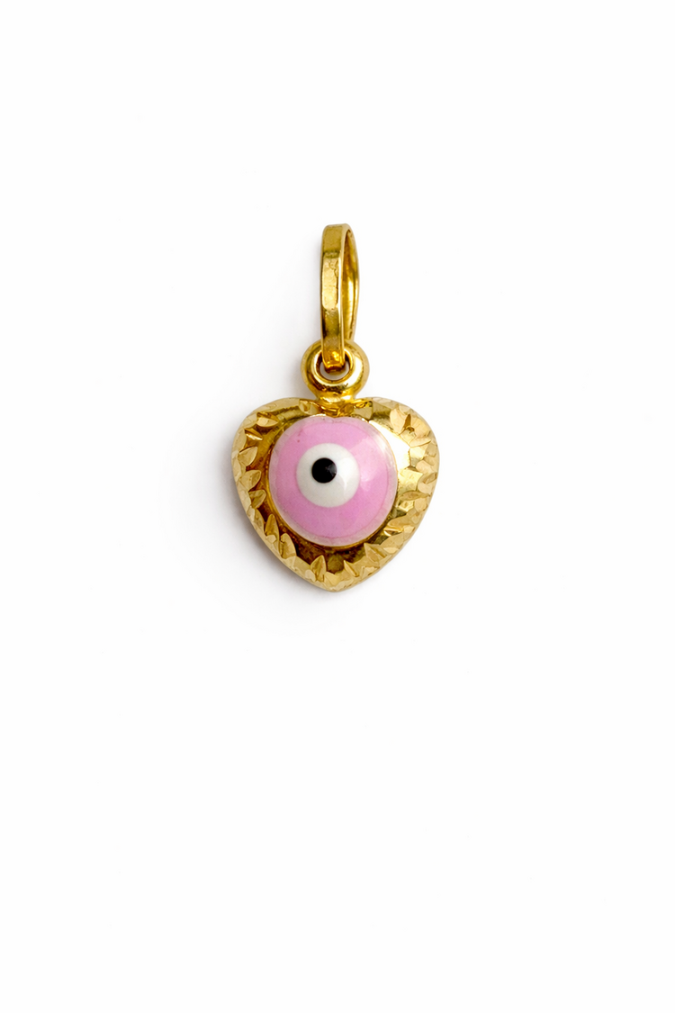78156 14K YELLOW GOLD MULTICOLOR EVIL EYE HEART CHARMS