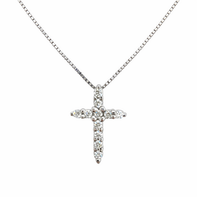 70660 14K WHITE GOLD .30CT DIAMOND SLIDER CROSS SET