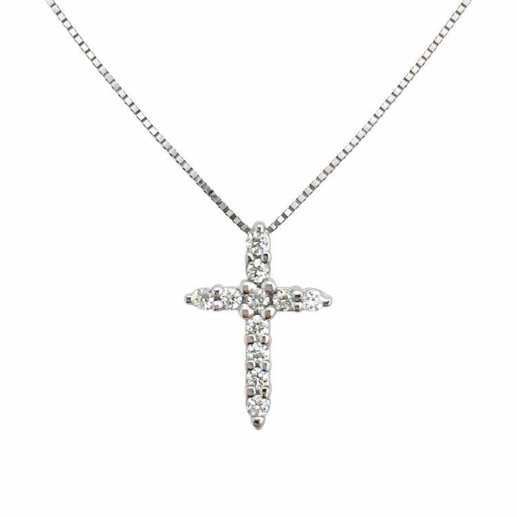 70660 14K WHITE GOLD .30CT DIAMOND SLIDER CROSS SET