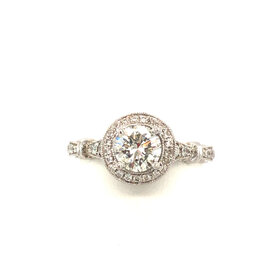 475264 14K WHITE GOLD .83CT I I1 HALO .37TCW VERSAGGIO ENGAGEMENT RING