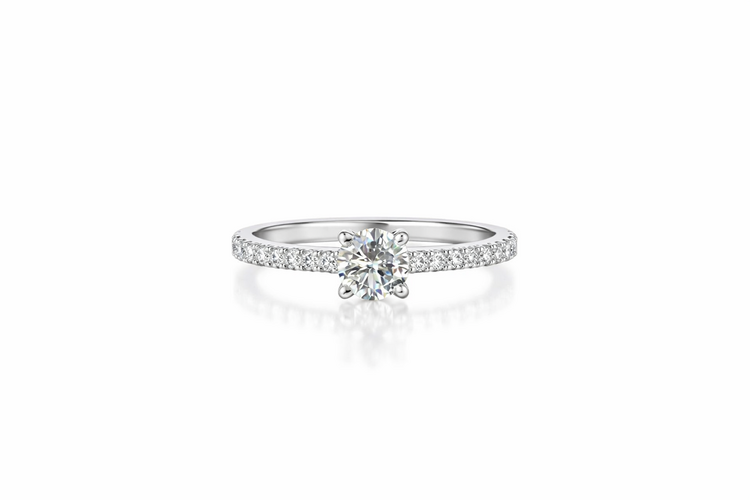 475411 14K WHITE GOLD .55CT DIAMOND CENTER I COLOR SI2 .32CT DIAMOND ON SETTING ENGAGEMENT RING