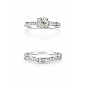 40247 10K WHITE GOLD 1TCW MIRACLE SET CLUSTER DIAMOND SIDES WITH MATCHING DIAMOND CURVED BAND
