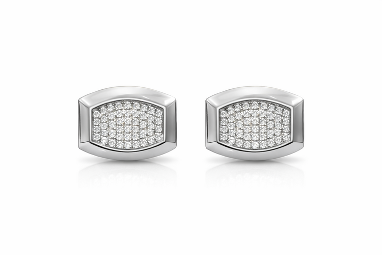 95026 14K WHITE GOLD 1CT TONNEAU SHAPE DIAMOND CUFF LINKS