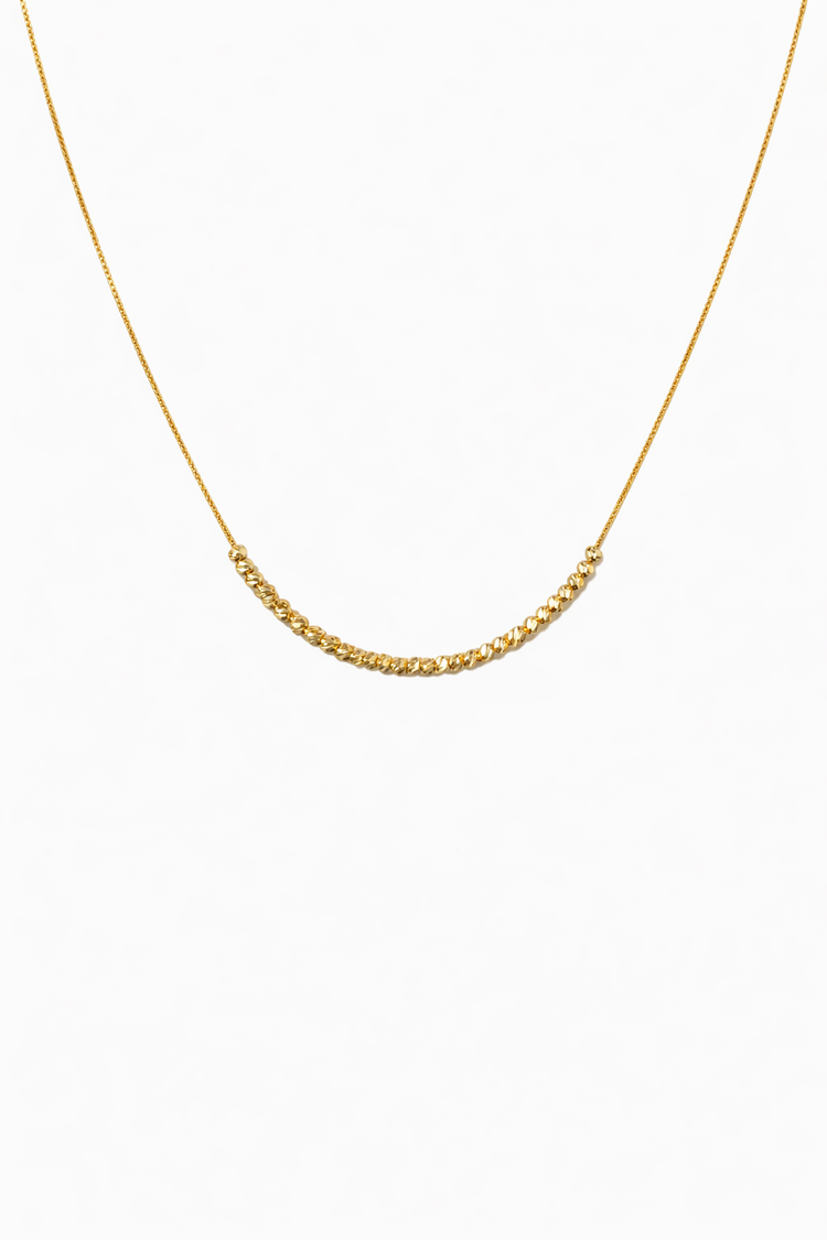 60221 14K YELLOW GOLD  DIAMOND CUT BEADED NECKLACE