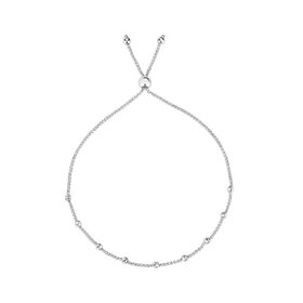20509 14K WHITE GOLD MOON CUT BEADS BY THE YARD BOLO BRACELET