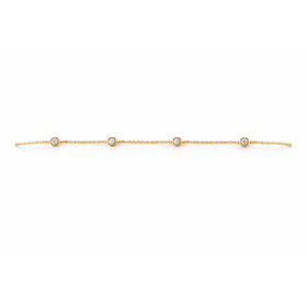 20514 14K YELLOW GOLD CUBIC ZIRCONIA BEZEL SET BY THE YARD ANKLET BRACELET 9.5''