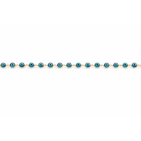 20515 14K YELLOW GOLD EVIL EYE BRACELET 7'' WITH 1'' EXTENSION