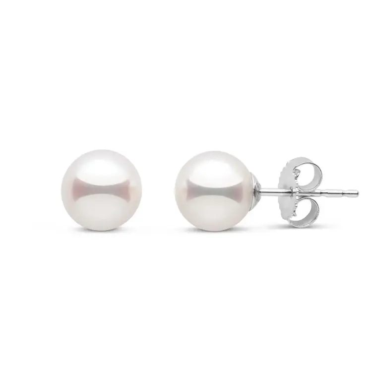 31238 14K WHITE GOLD 7-8MM PEARL STUDS