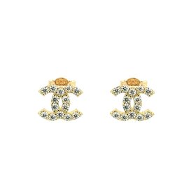 30424 14K YELLOW GOLD 7MM CUBIC ZIRCONIA CHANEL STUDS