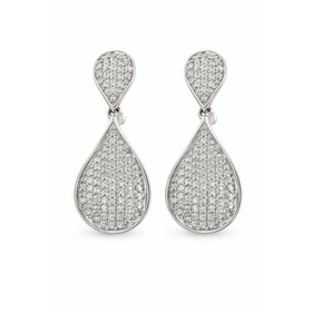31925 14K WHITE GOLD .70TCW DIAMOND PEAR SHAPE OMEGA BACK HANGING EARRINGS