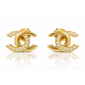 31692 14K CUBIC ZIRCONIA HIGH FINISH CHANEL STUDS