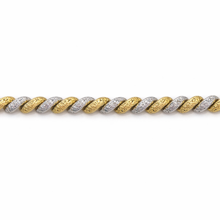 20516 14K TWO TONE DIAMOND CUT MACARONI BRACELET 8.3MM