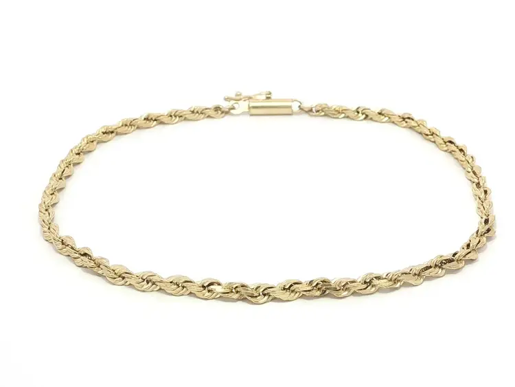 20519 14K YELLOW GOLD 8" ROPE LINK BRACELET