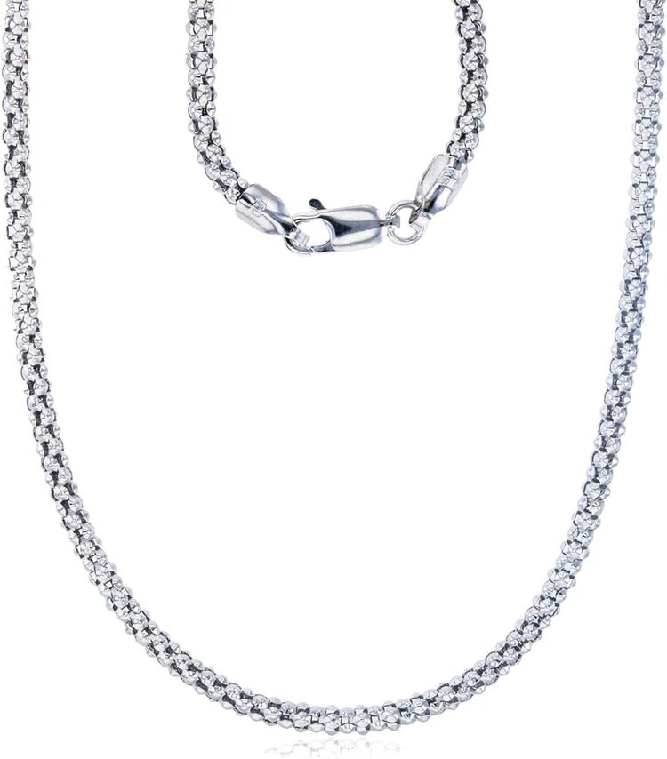 50511 14K WHITE GOLD 18" POPCORN LINK CHAIN 1.9MM